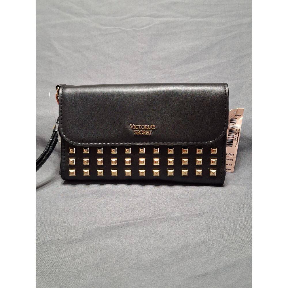 Victoria's Secret Studded Tech Wristlet Clutch Wallet Black
